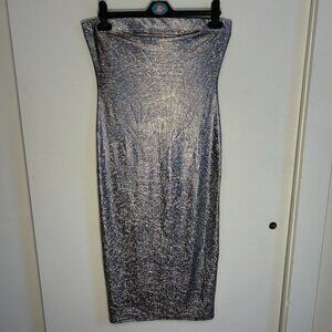 Sparkly Silver BodyCon Strapless Mid-length dress from FashionNova XL